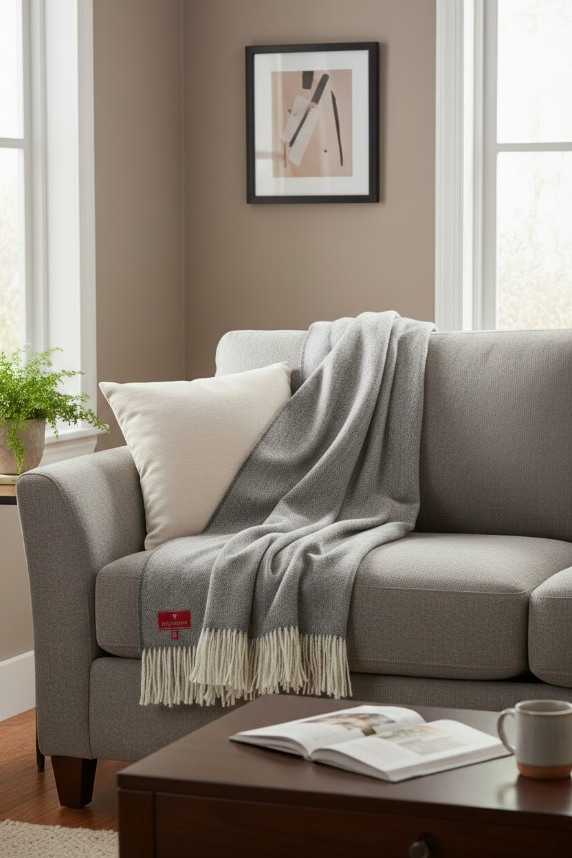 Tagesdecke FISCHGRAT aus 100% Alpaka