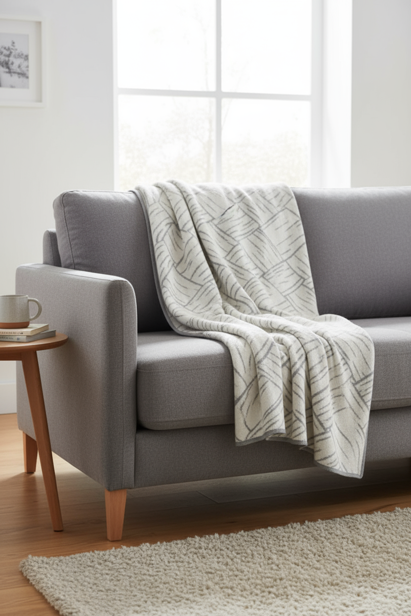 Wolldecke JACQUARD aus 100% Alpaka - extragroß