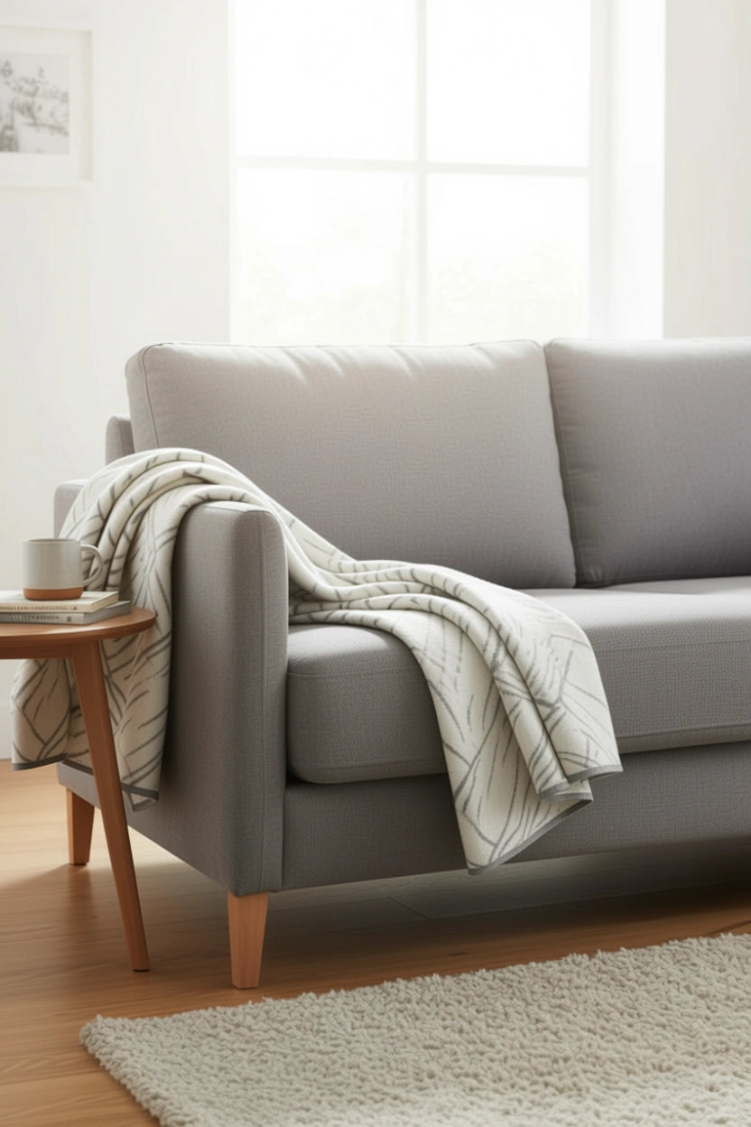 Wolldecke JACQUARD aus 100% Alpaka - extragroß