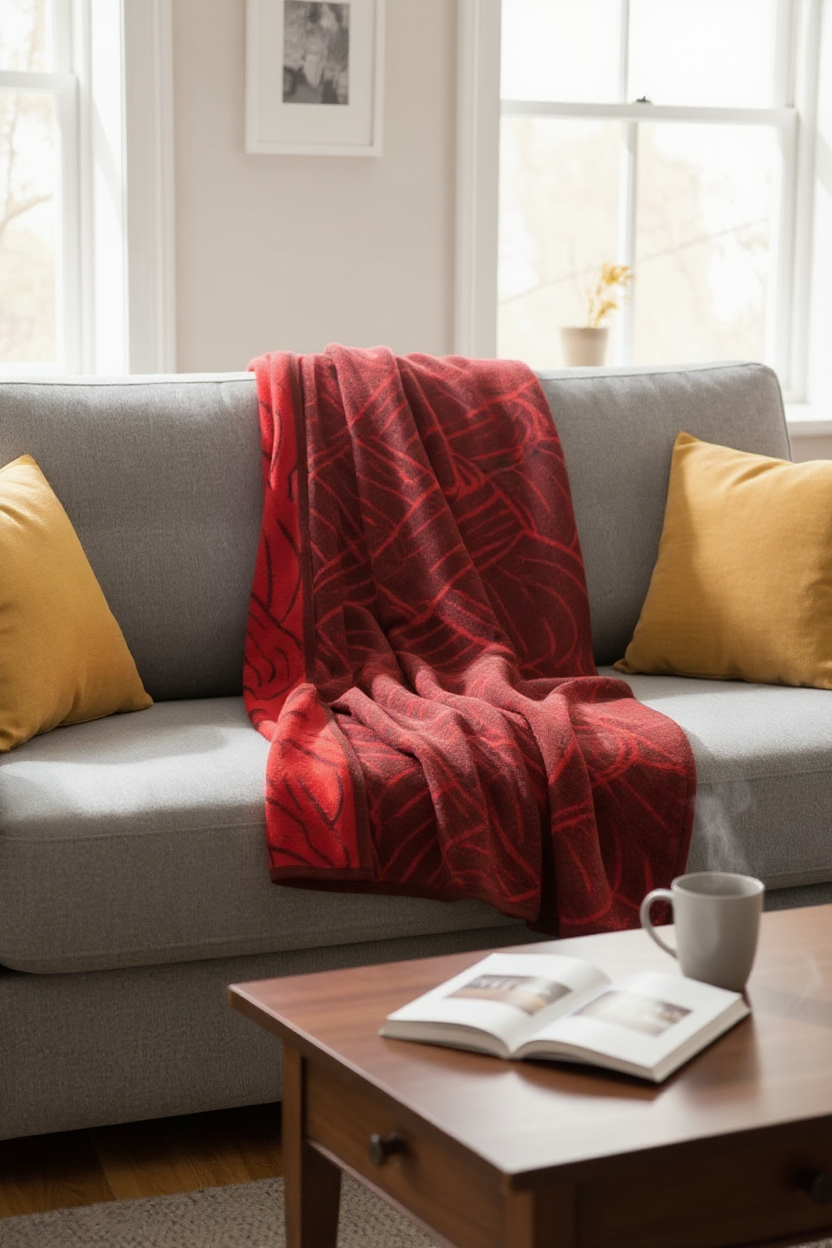 Wolldecke JACQUARD aus 100% Alpaka - extragroß