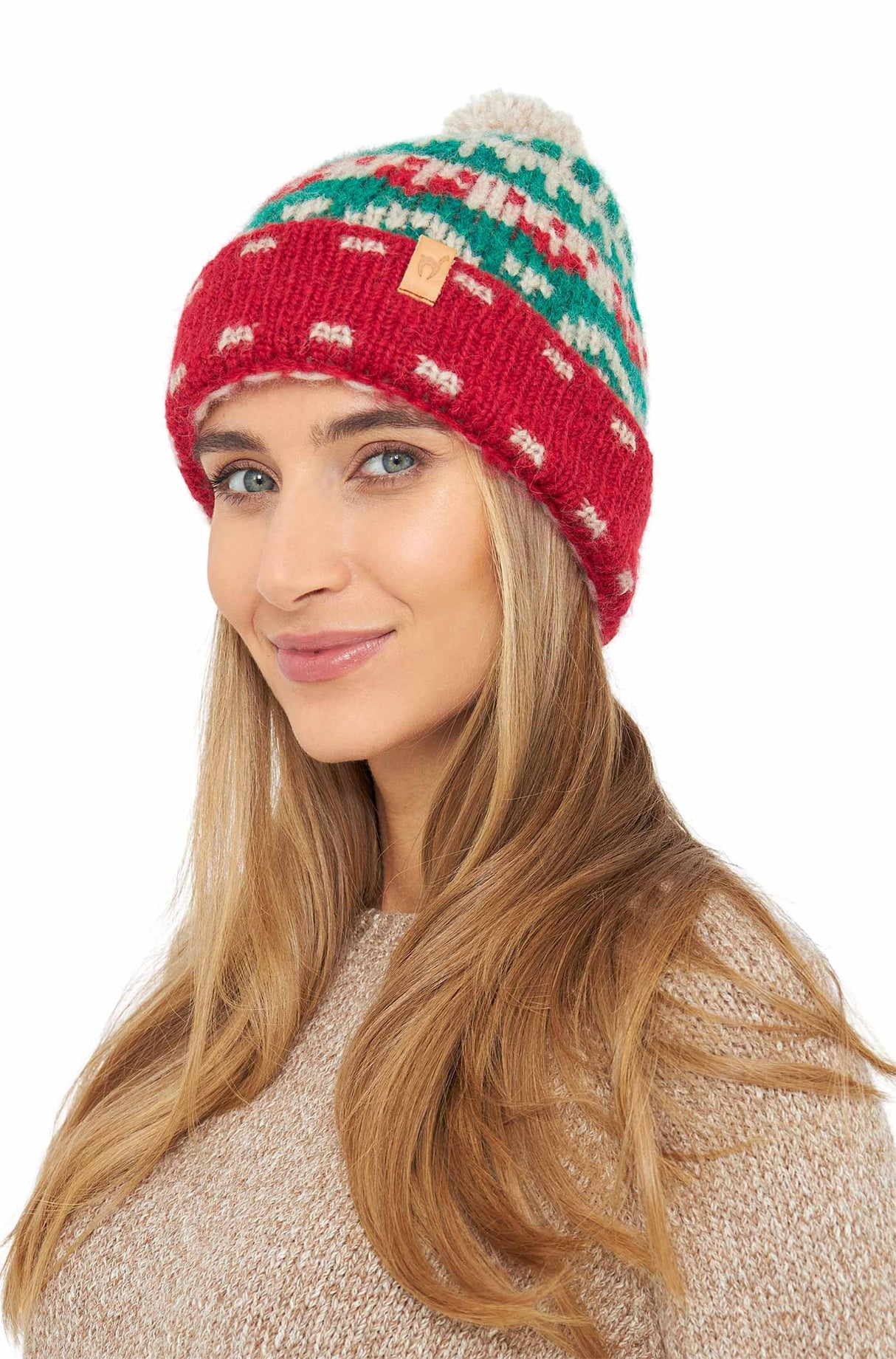 Alpaka Bommel-Mütze NAVIDAD mit Merino navidad one-size