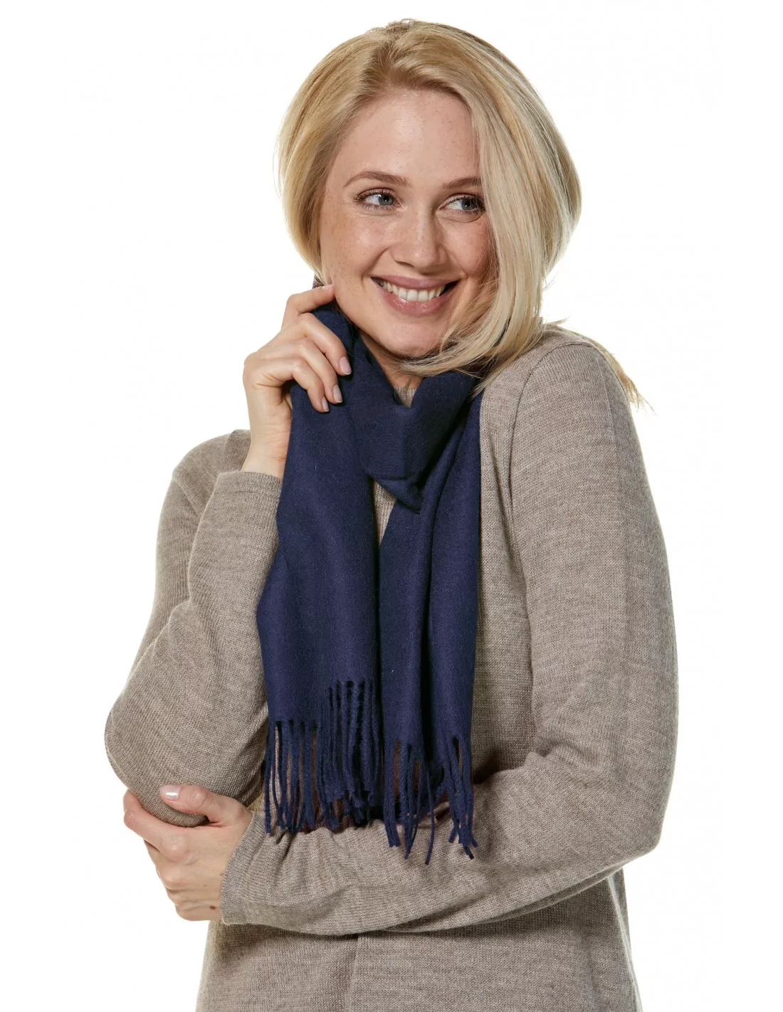 Alpaka Schal Uni aus 100% Alpaka - 17 Farben blau meliert