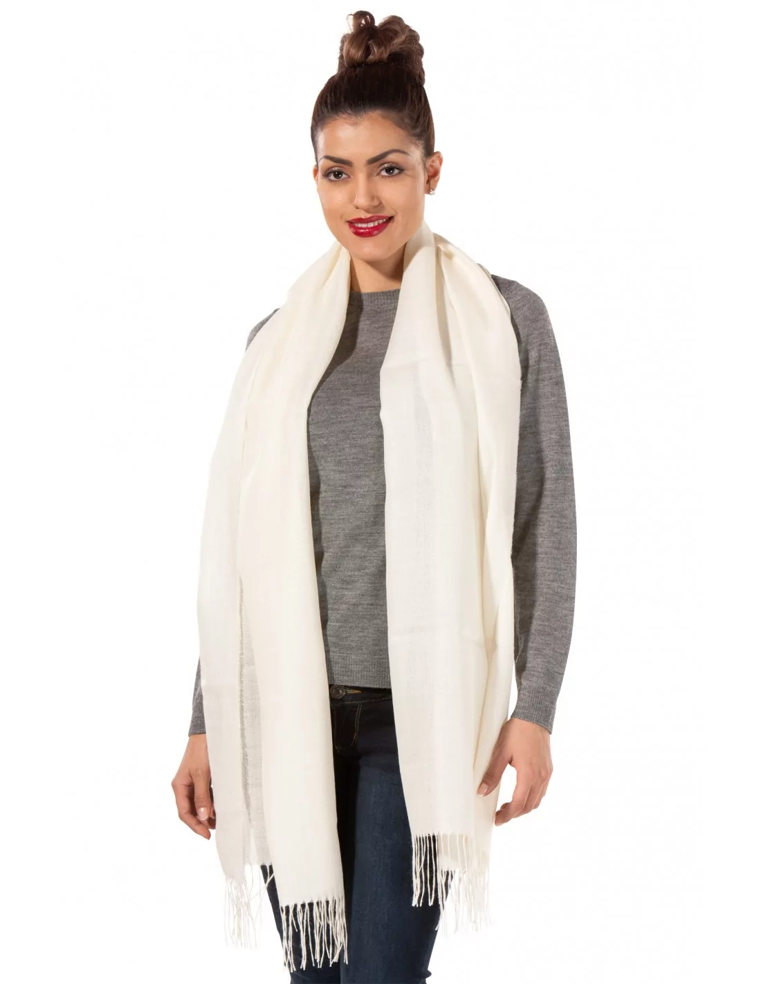 Alpaka Schal Uni aus 100% Alpaka - 17 Farben ecru