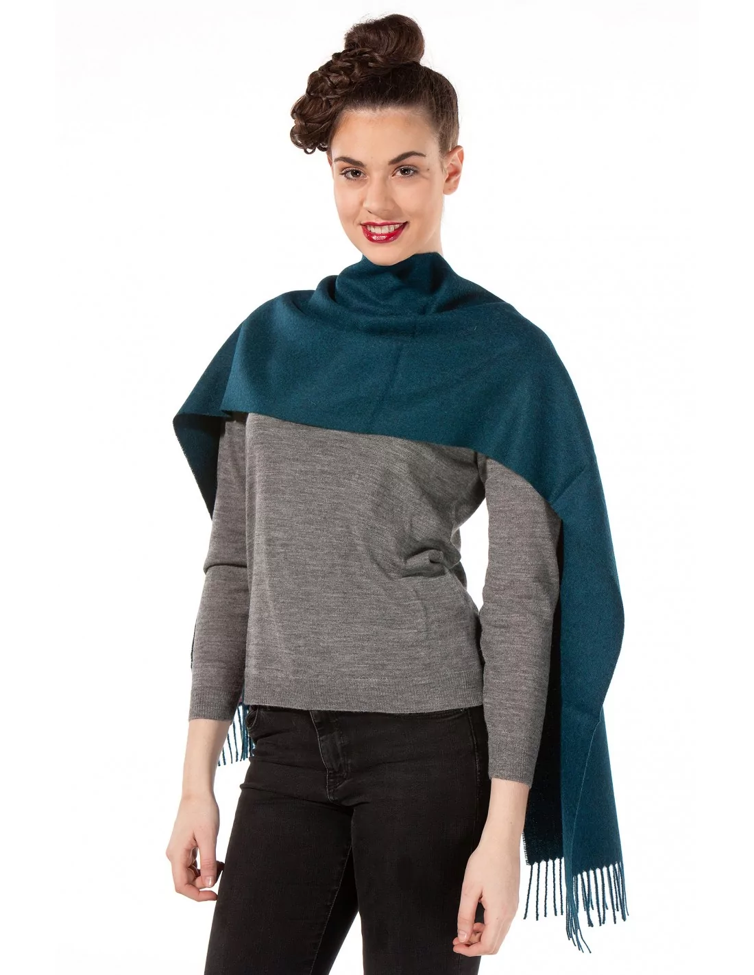 Alpaka Schal Uni aus 100% Alpaka - 17 Farben pfaugrün