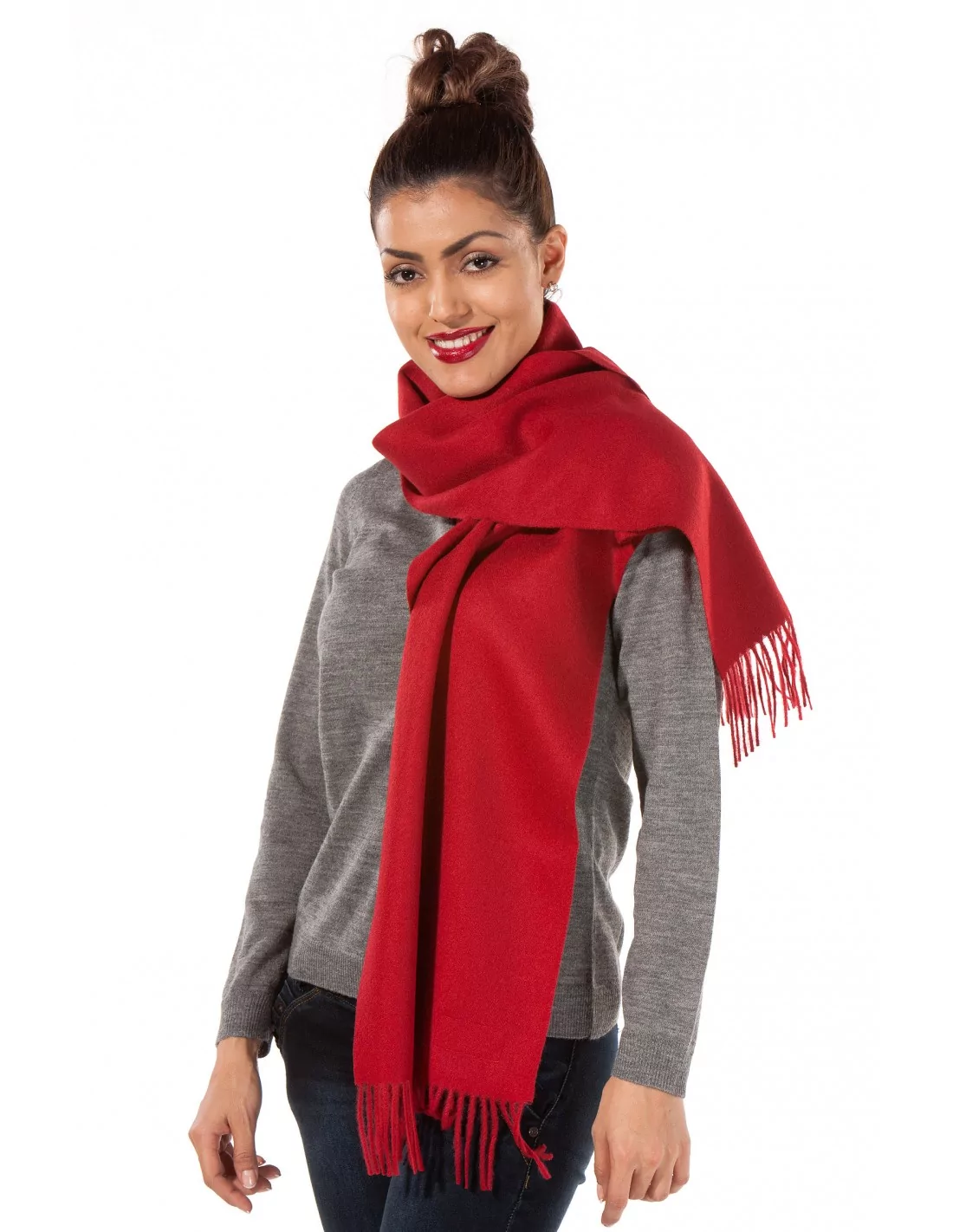 Alpaka Schal Uni aus 100% Alpaka - 17 Farben rot