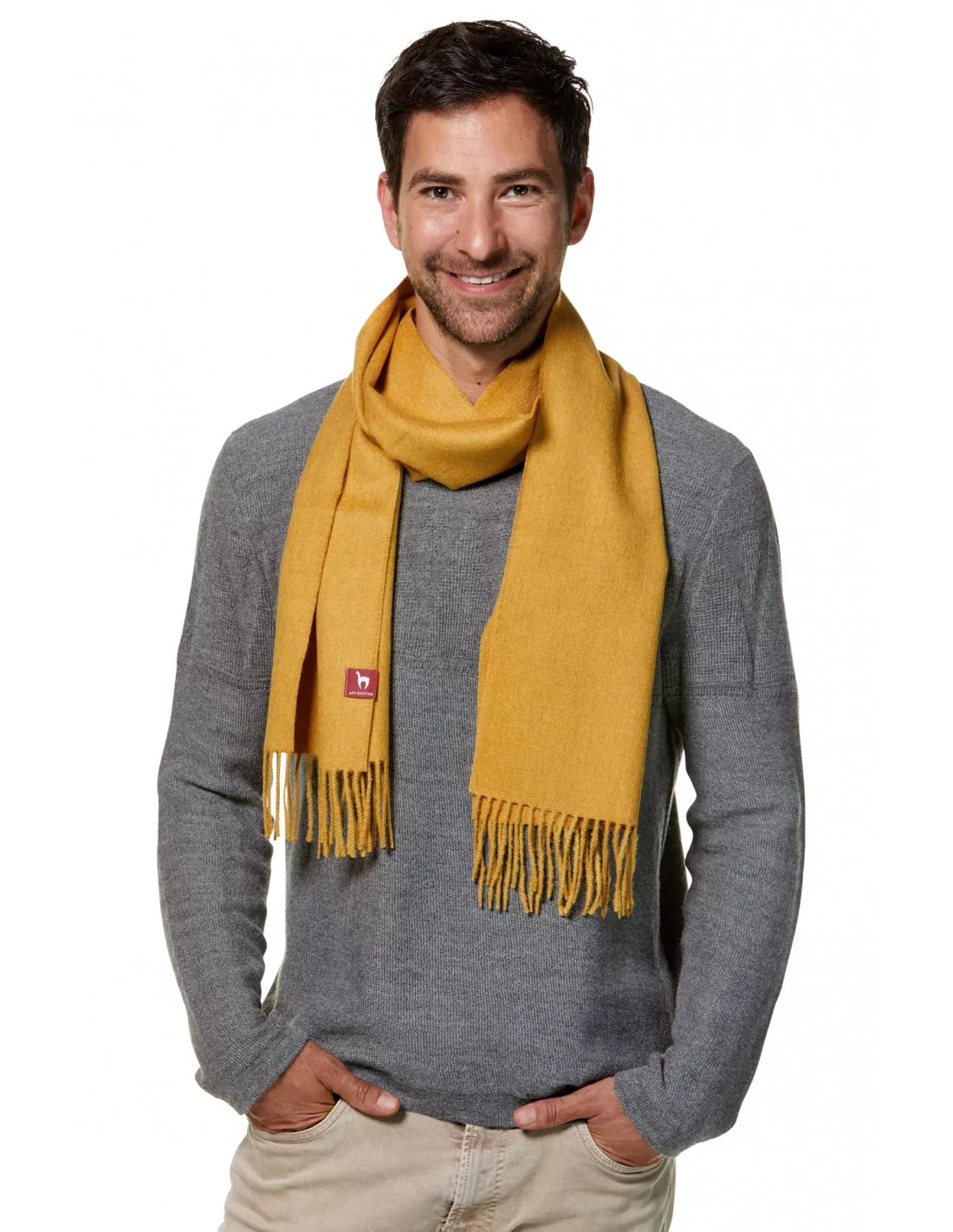 Alpaka Schal Uni aus 100% Alpaka - 17 Farben senf