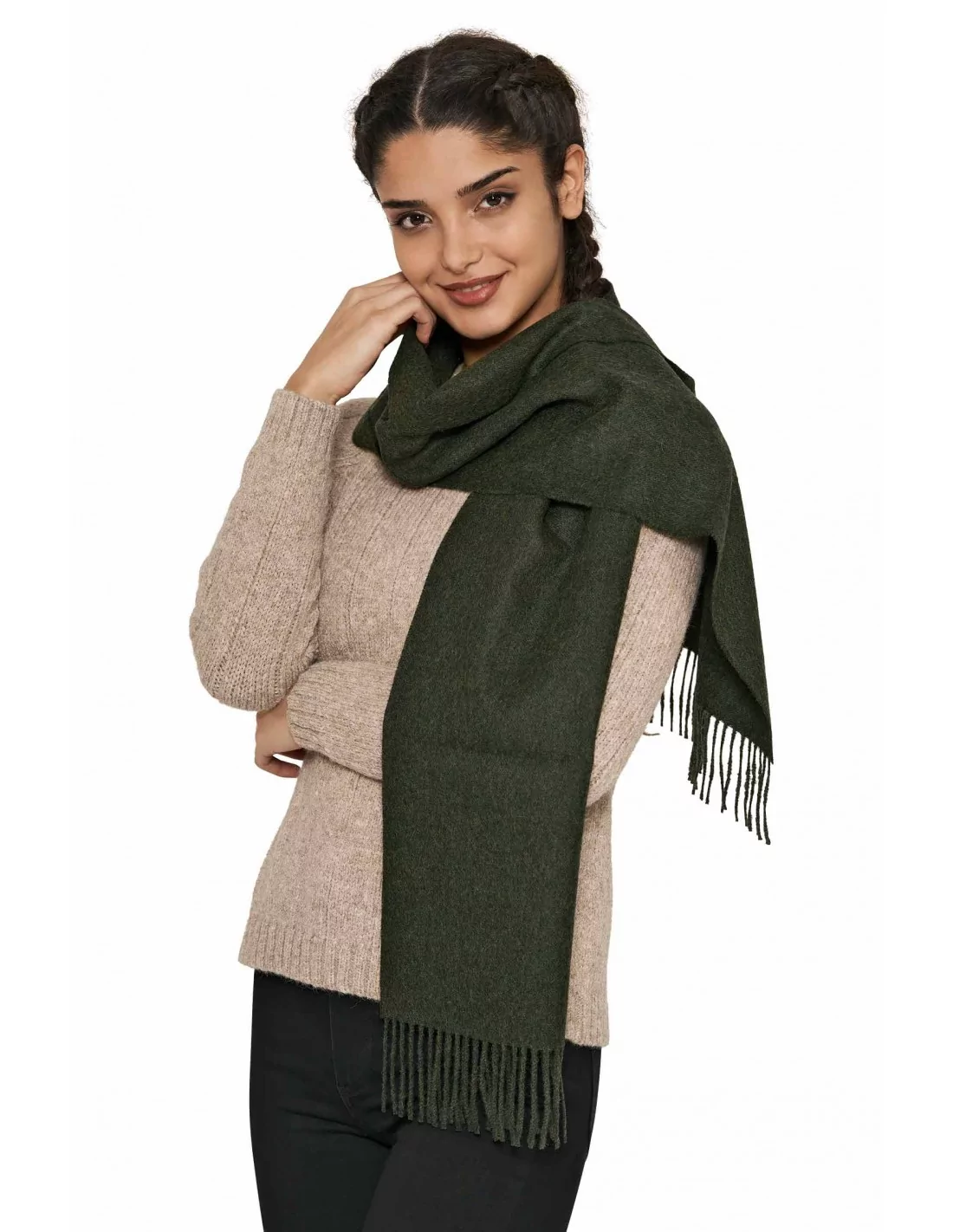 Alpaka Schal Uni aus 100% Alpaka - 17 Farben tannengrün