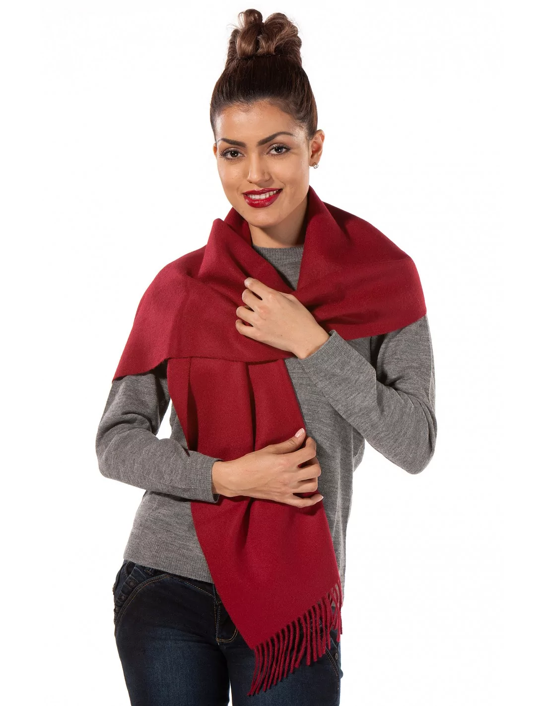 Alpaka Schal Uni aus 100% Alpaka - 17 Farben weinrot