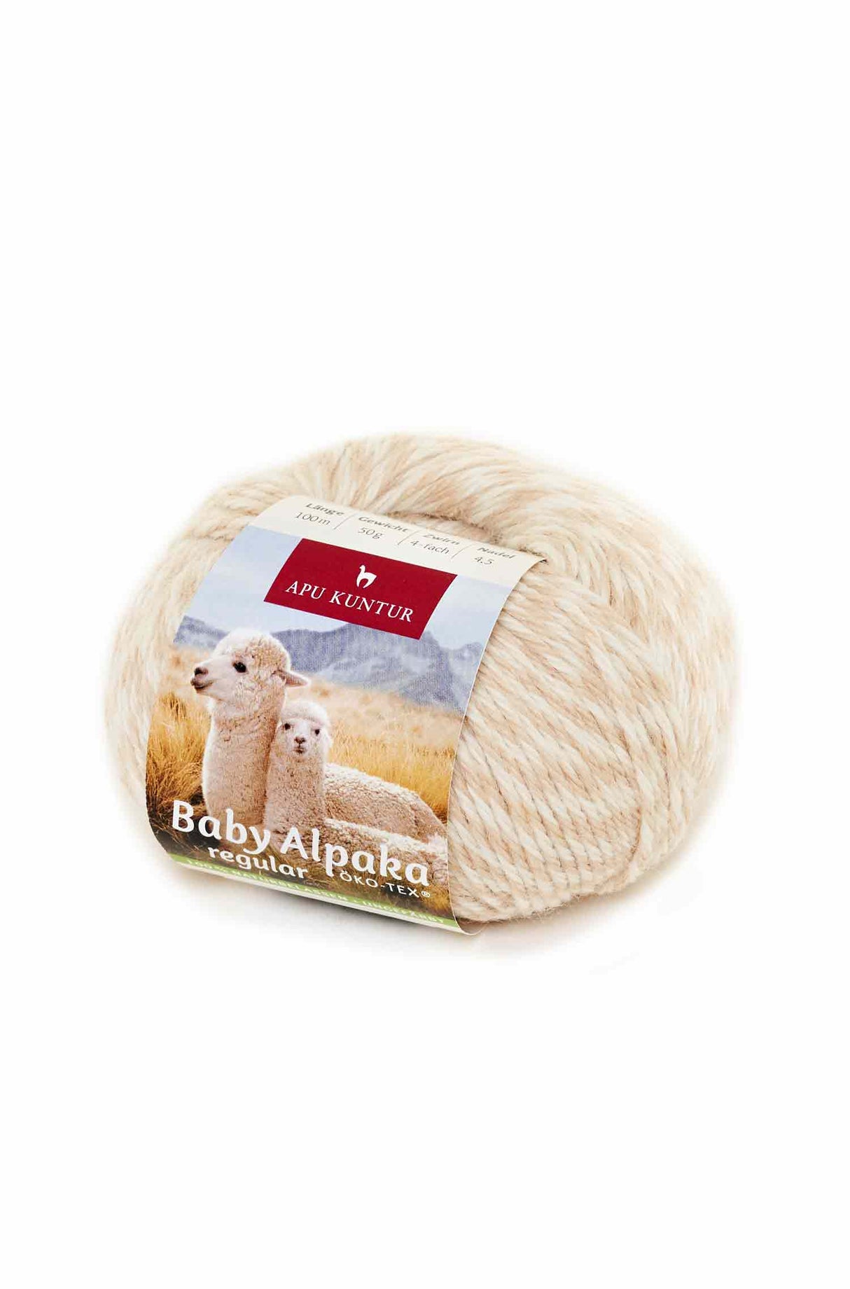 Alpaka Wolle REGULAR | 50g | 100% Alpaka | 36 Farben N-105 Beige Melange one-size