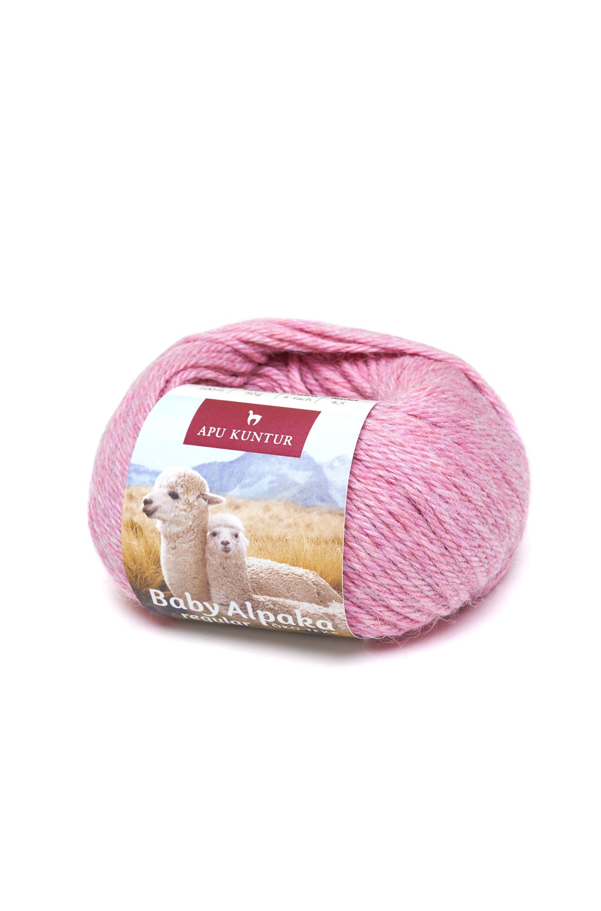 Alpaka Wolle REGULAR | 50g | 100% Alpaka | 36 Farben 34 rosa Melange one-size