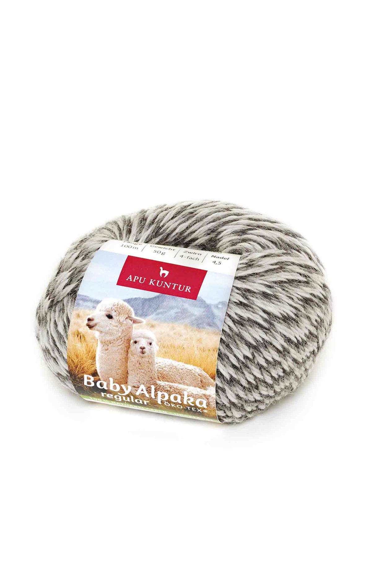 Alpaka Wolle REGULAR | 50g | 100% Alpaka | 36 Farben N-155 Grau Melange one-size