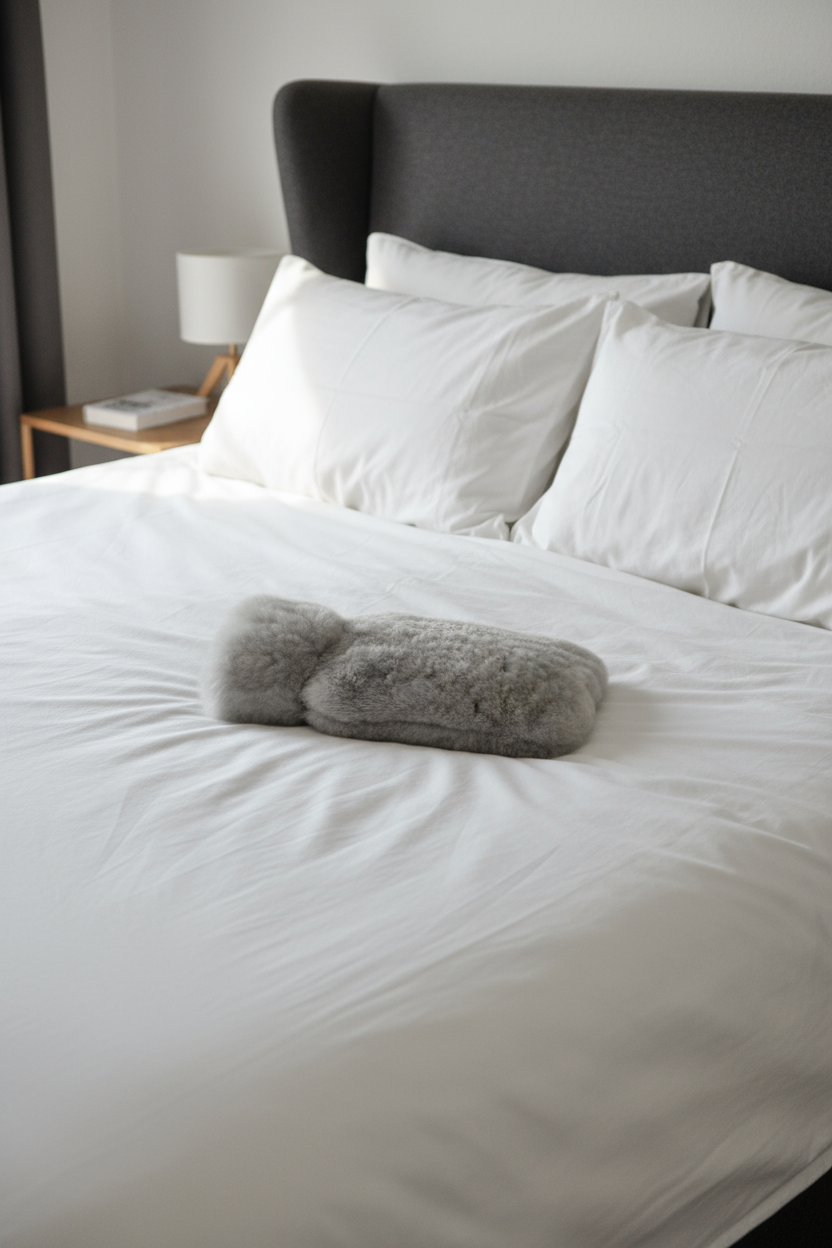 Alpaka Wärmflasche PREMIUM - silbergrau - 100% Alpaka Fell