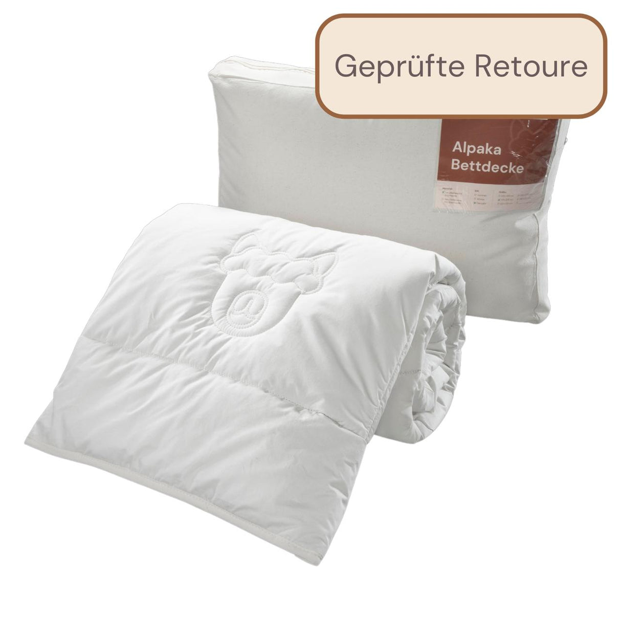 Alpaka Bettdecke Sommer 135x200cm - Geprüfte Retoure Sommer 135x200 cm (mit Alpakakopf) Naturbelassene Baumwolle