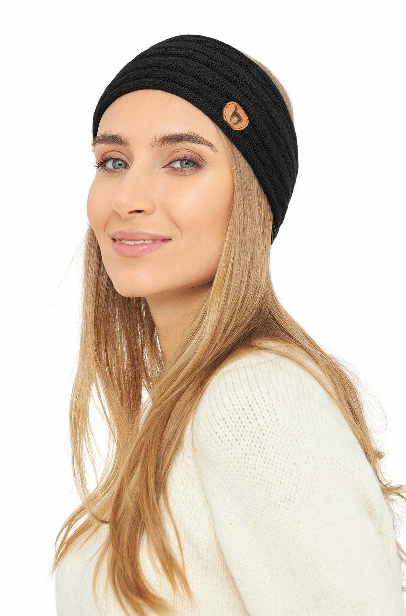 Alpaka Stirnband SUAVE - 100% Alpaka schwarz one-size