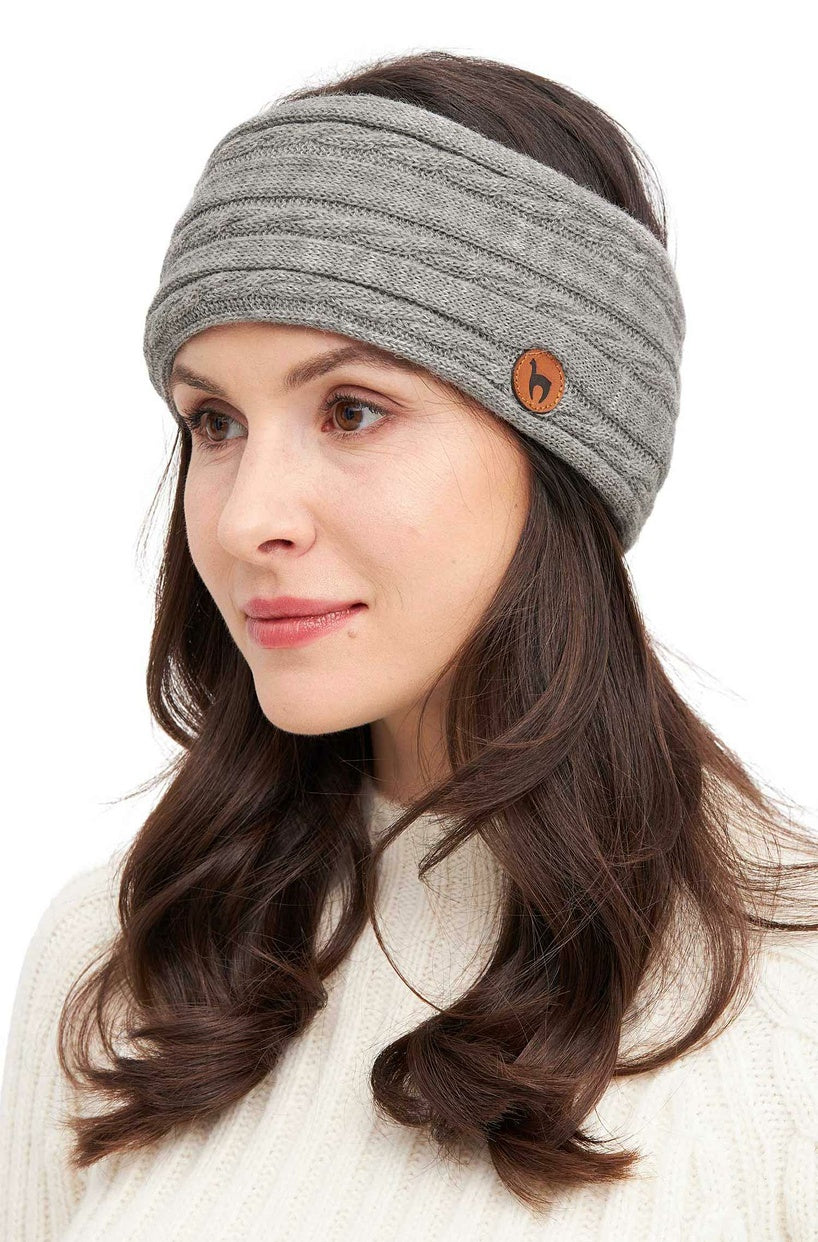 Alpaka Stirnband SUAVE - 100% Alpaka silber one-size