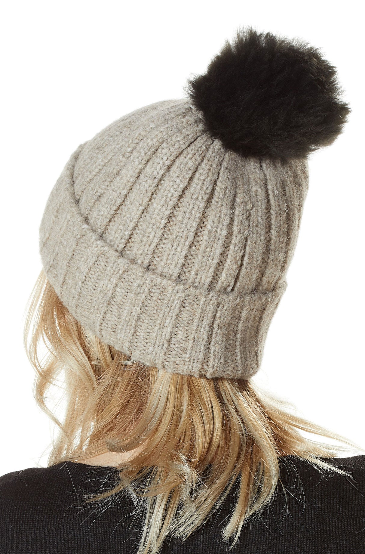 Alpaka Bommel-Mütze BIANCA mit Merino