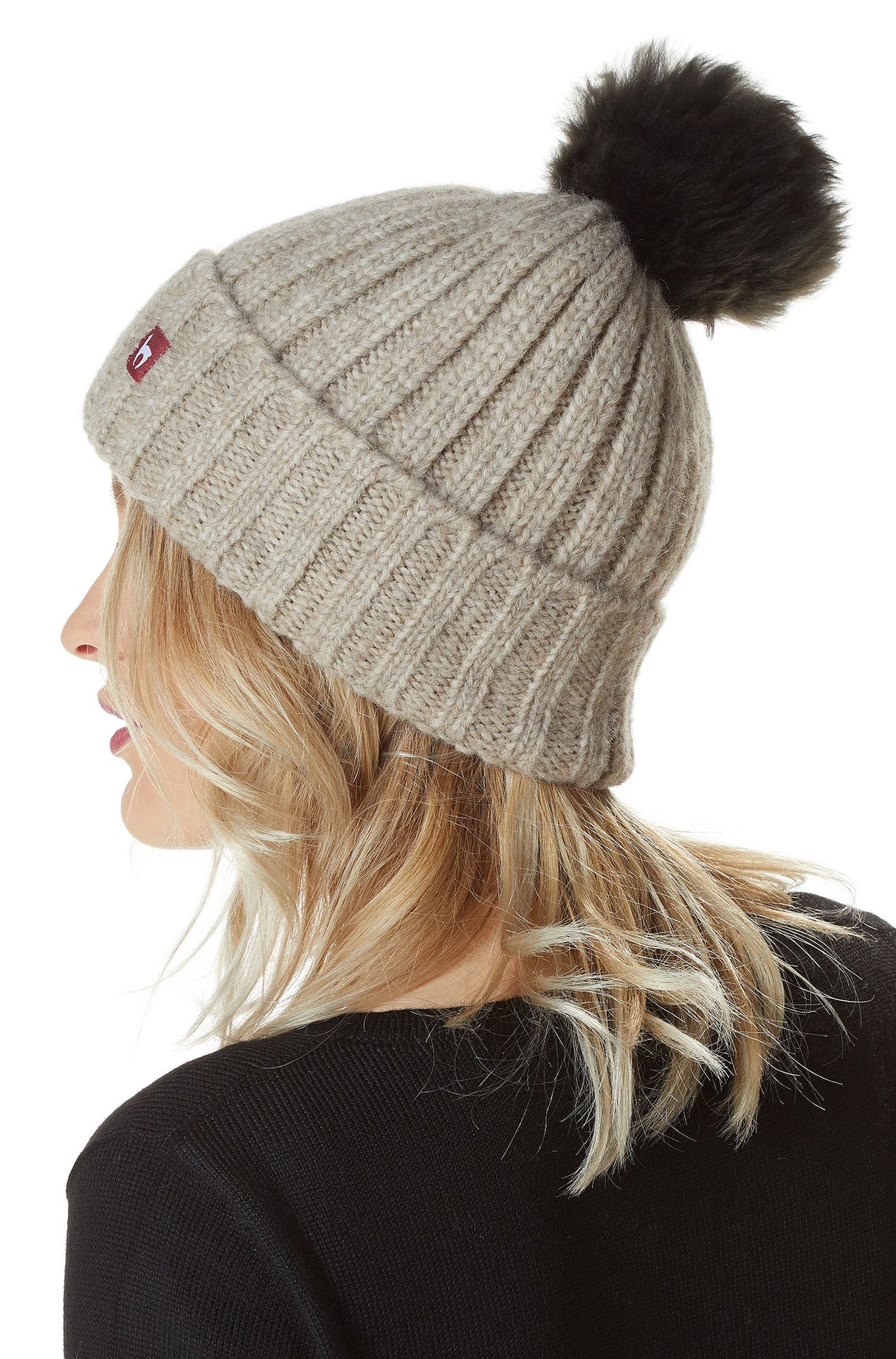 Alpaka Bommel-Mütze BIANCA mit Merino