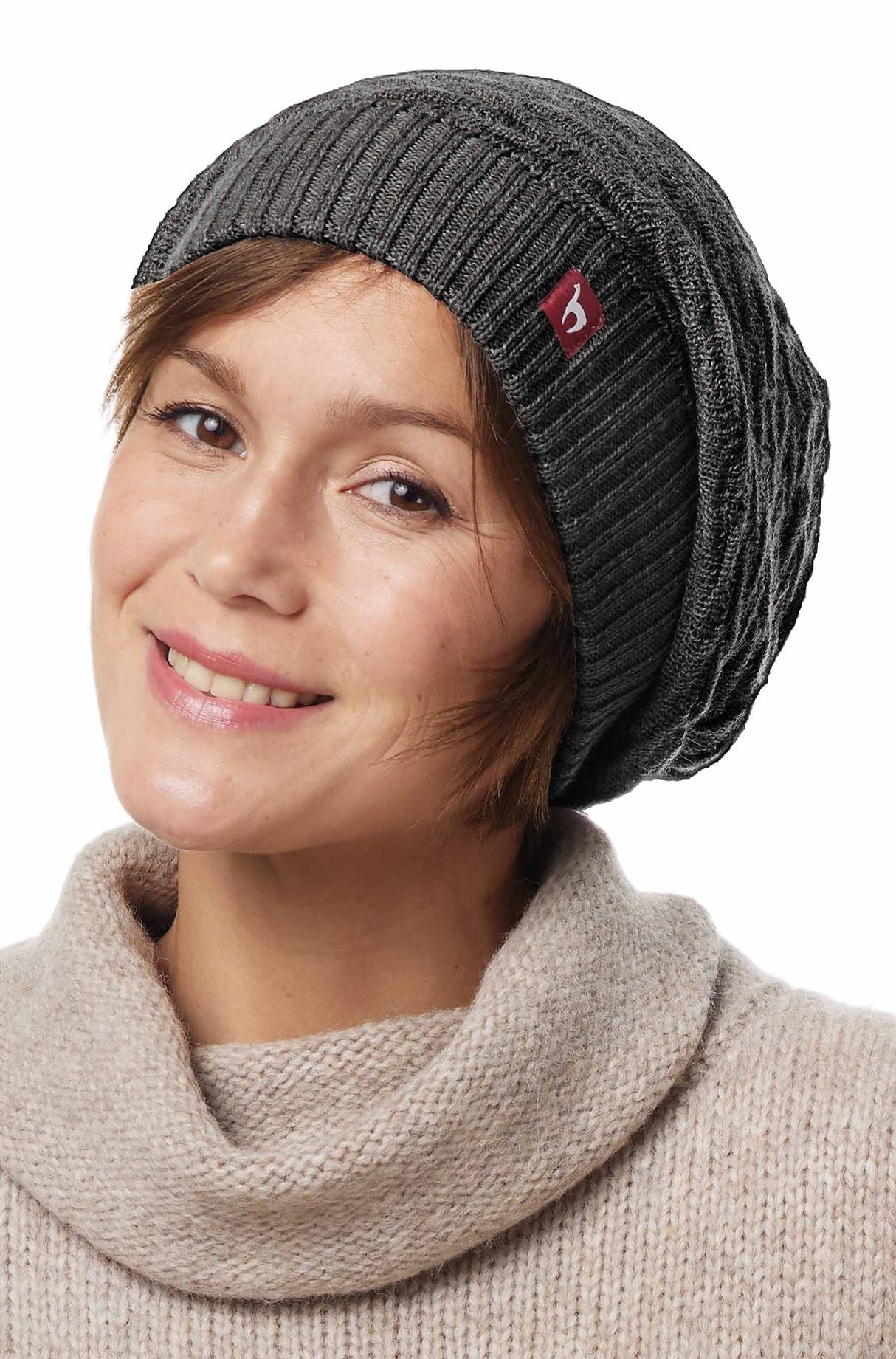 Alpaka Basken-Mütze BIESEN - 100% Alpaka anthrazit one-size