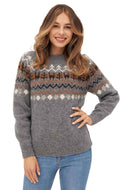 Damen Pullover NATURA aus 100% Alpaka ungefärbt anthrazit