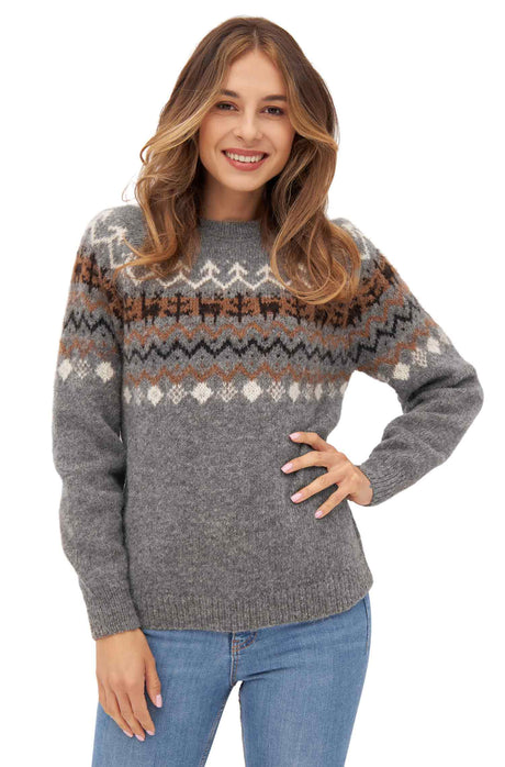 Damen Pullover NATURA aus 100% Alpaka ungefärbt anthrazit