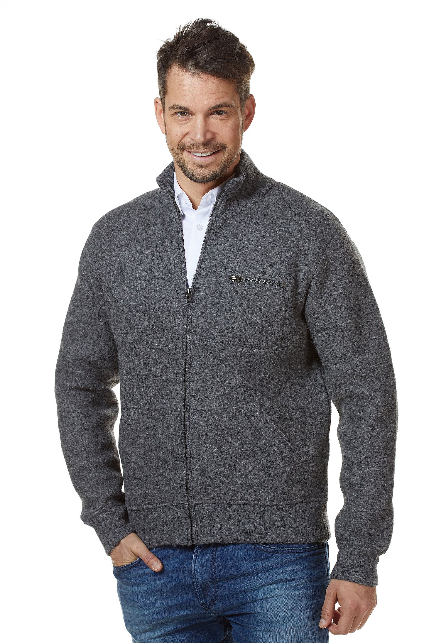 Alpaka Jacke GEORGE Herren - 60% Alpaka grau