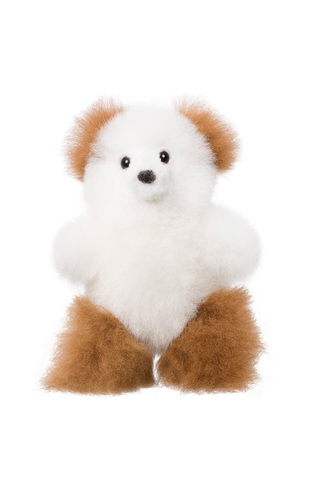 Kuscheltier TEDDY (15cm) aus Alpaka Fell braun weiss 15 cm
