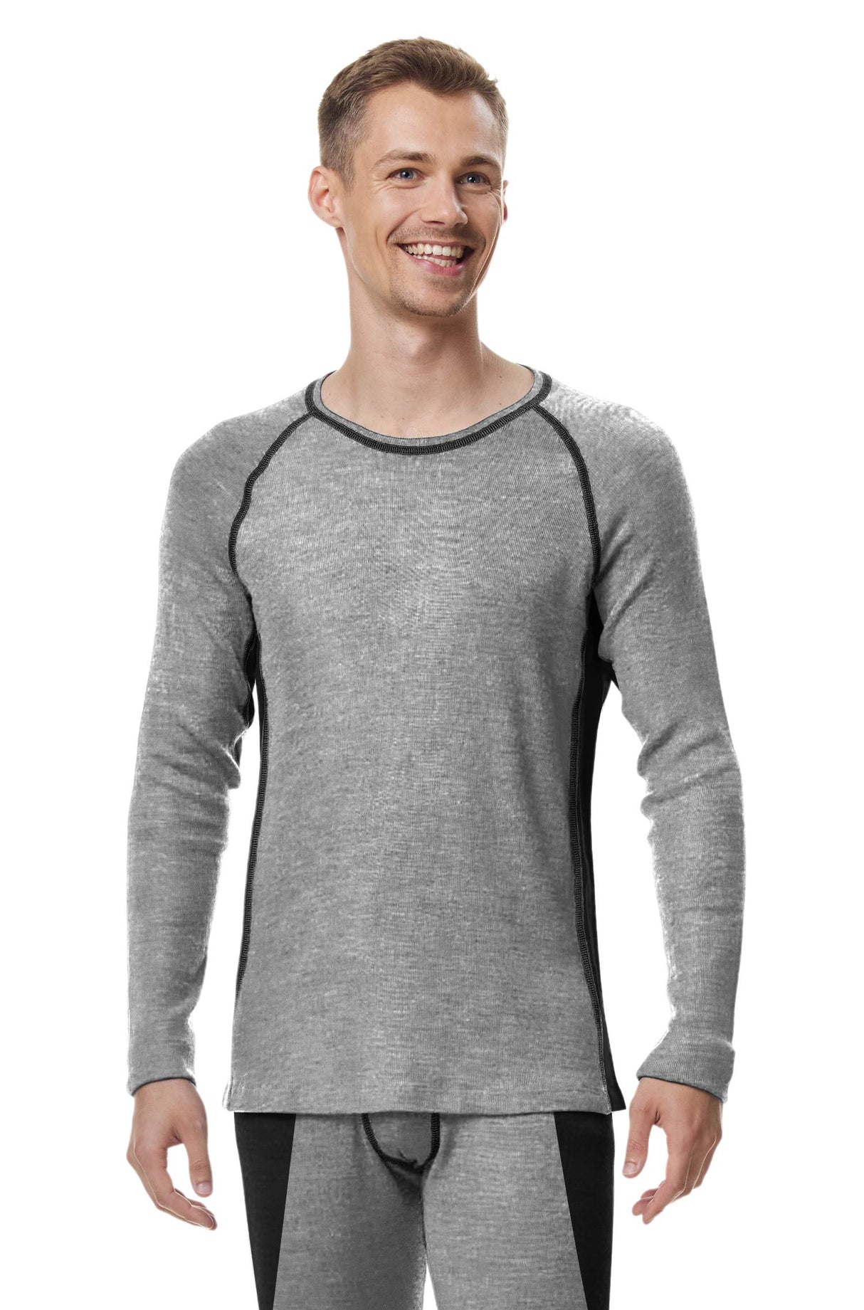 Thermo-Oberteil Langarm-Shirt Herren ST. MORITZ mit 63% Royal Alpaka grau