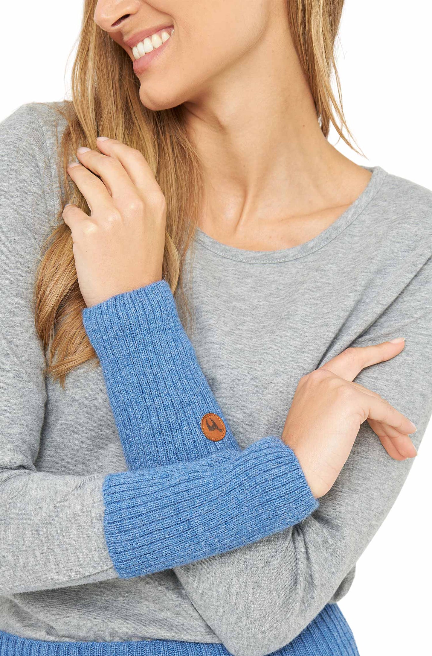 Alpaka Pulswärmer RIPP - 100% Alpaka hellblau one-size