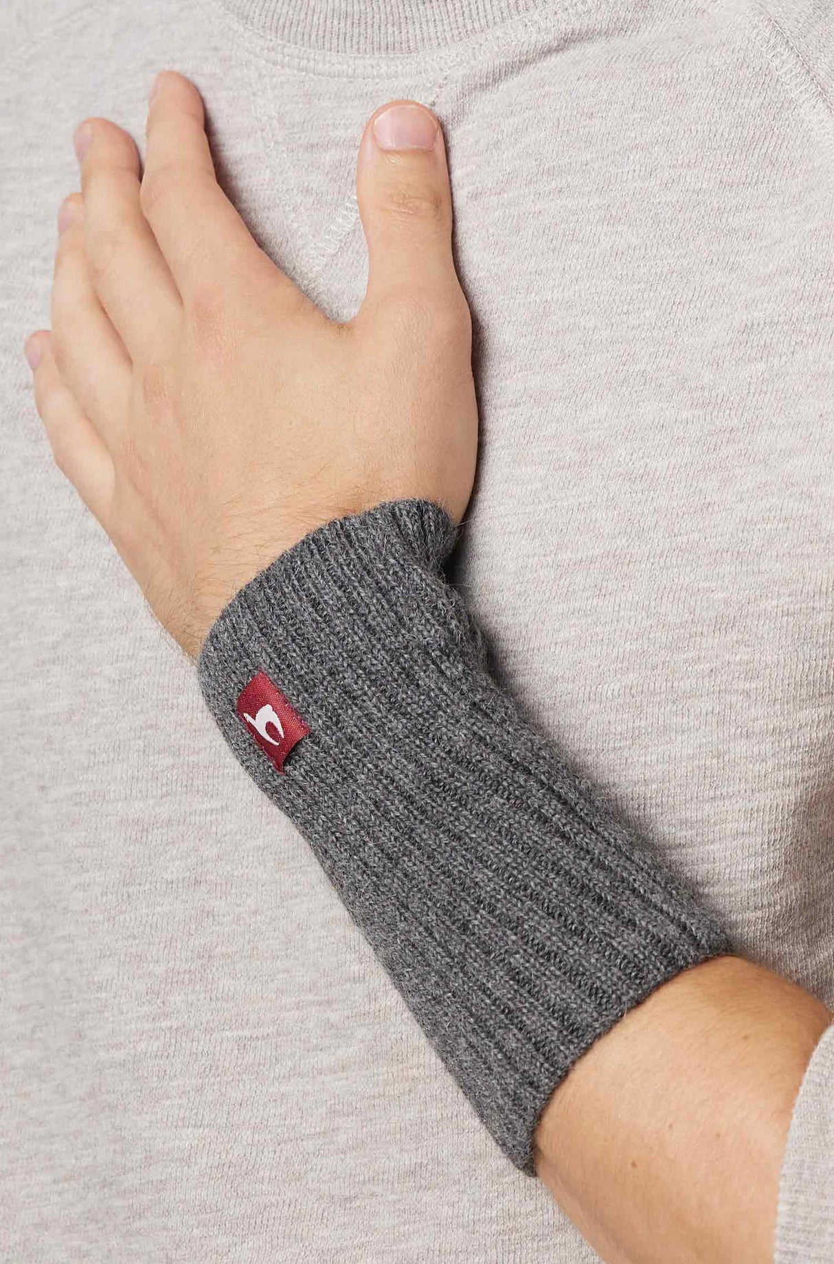 Pulswärmer RIPP - 100% Alpaka - Rippenstrick grau one-size