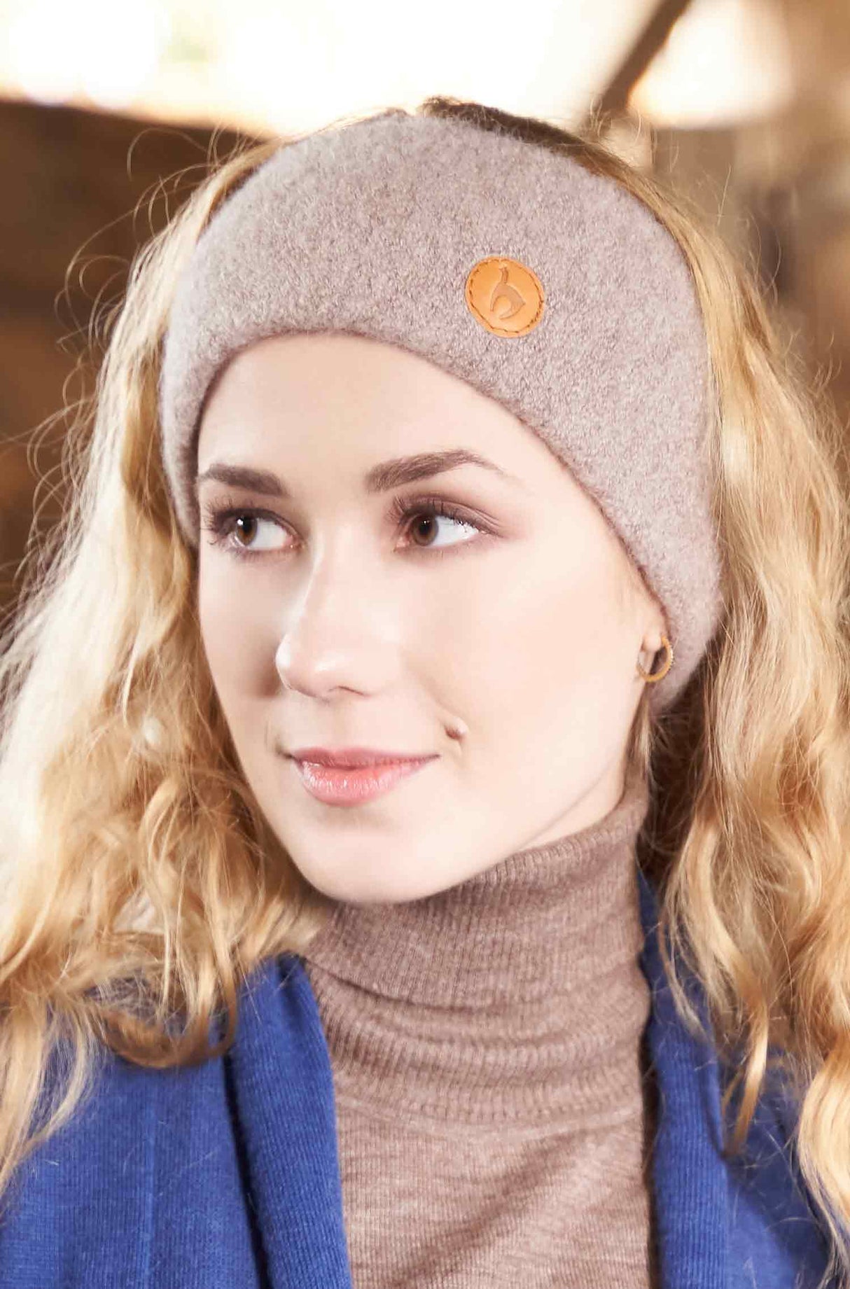 Alpaka Stirnband STRETCH - 96% Alpaka sand one-size