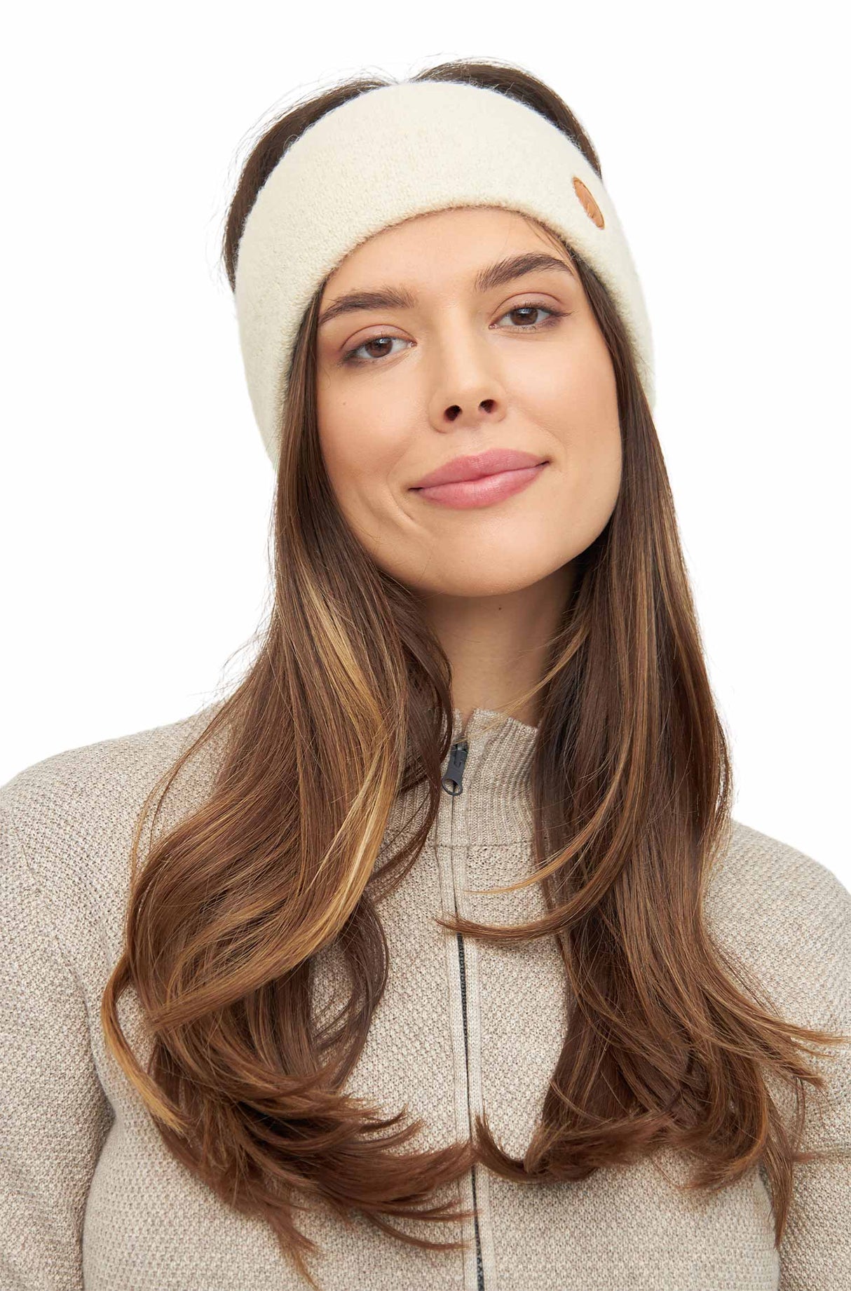 Alpaka Stirnband STRETCH - 96% Alpaka wollweiss one-size