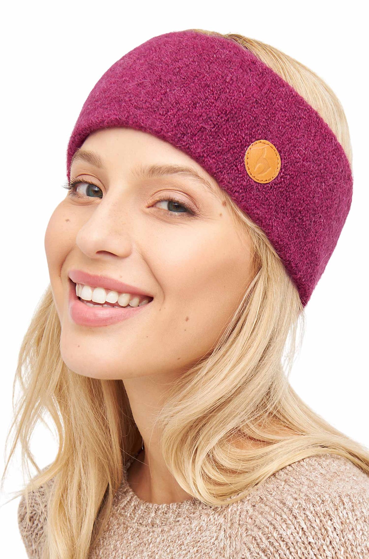 Alpaka Stirnband STRETCH - 96% Alpaka himbeere one-size