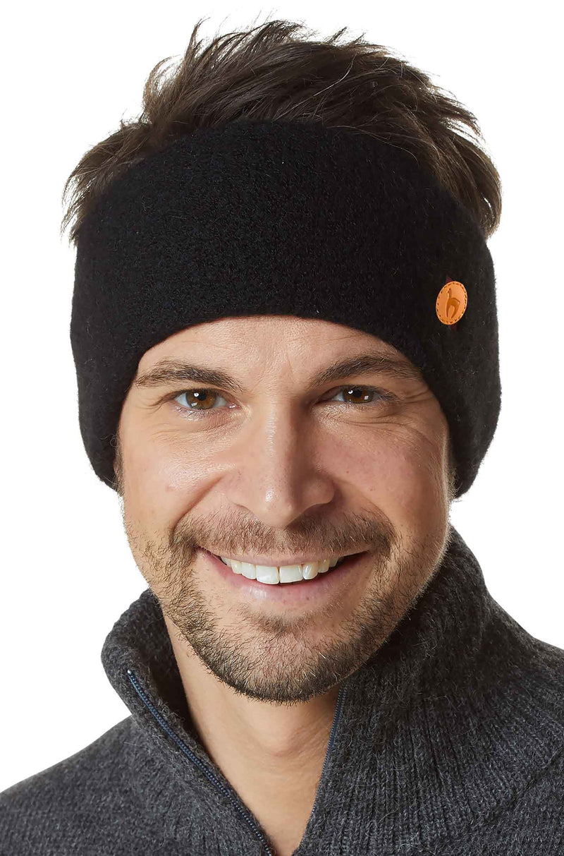 Alpaka Stirnband STRETCH - 96% Alpaka schwarz one-size