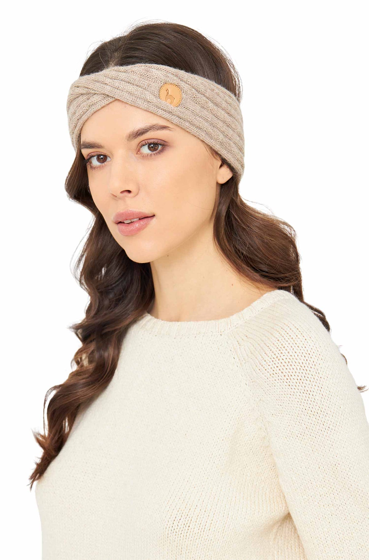 Alpaka Stirnband SUAVE - 100% Alpaka sand one-size