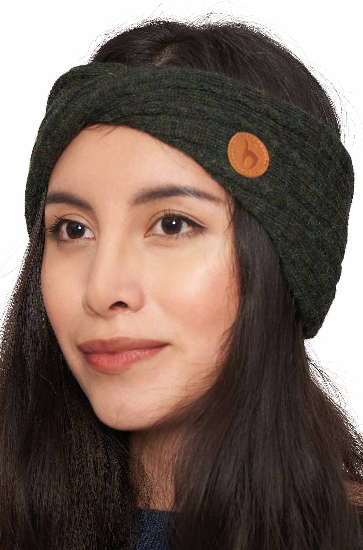 Alpaka Stirnband SUAVE mit Twist - 100% Alpaka tannengrün one-size