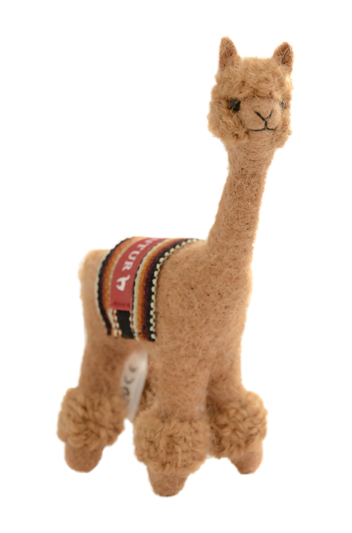 Stofftier PUKI (15cm) mit Webschal aus 100% Alpaka braun 15 cm