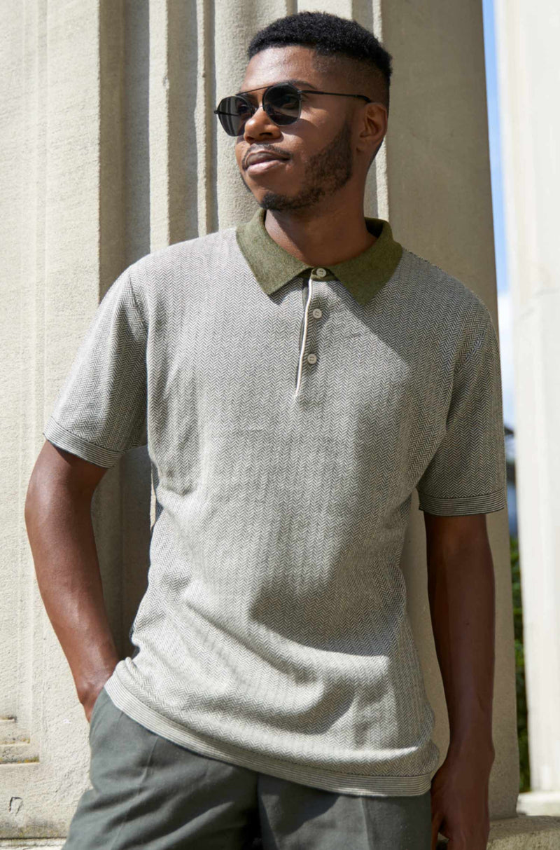 Pima-Baumwolle Poloshirt SANTIAGO Herren - 10% Royal Alpaka khaki