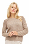 Rundhals Pullover ELLA aus 68% Alpaka ungefärbt und 32% Bio Baumwolle beige meliert von Apu Kuntur
