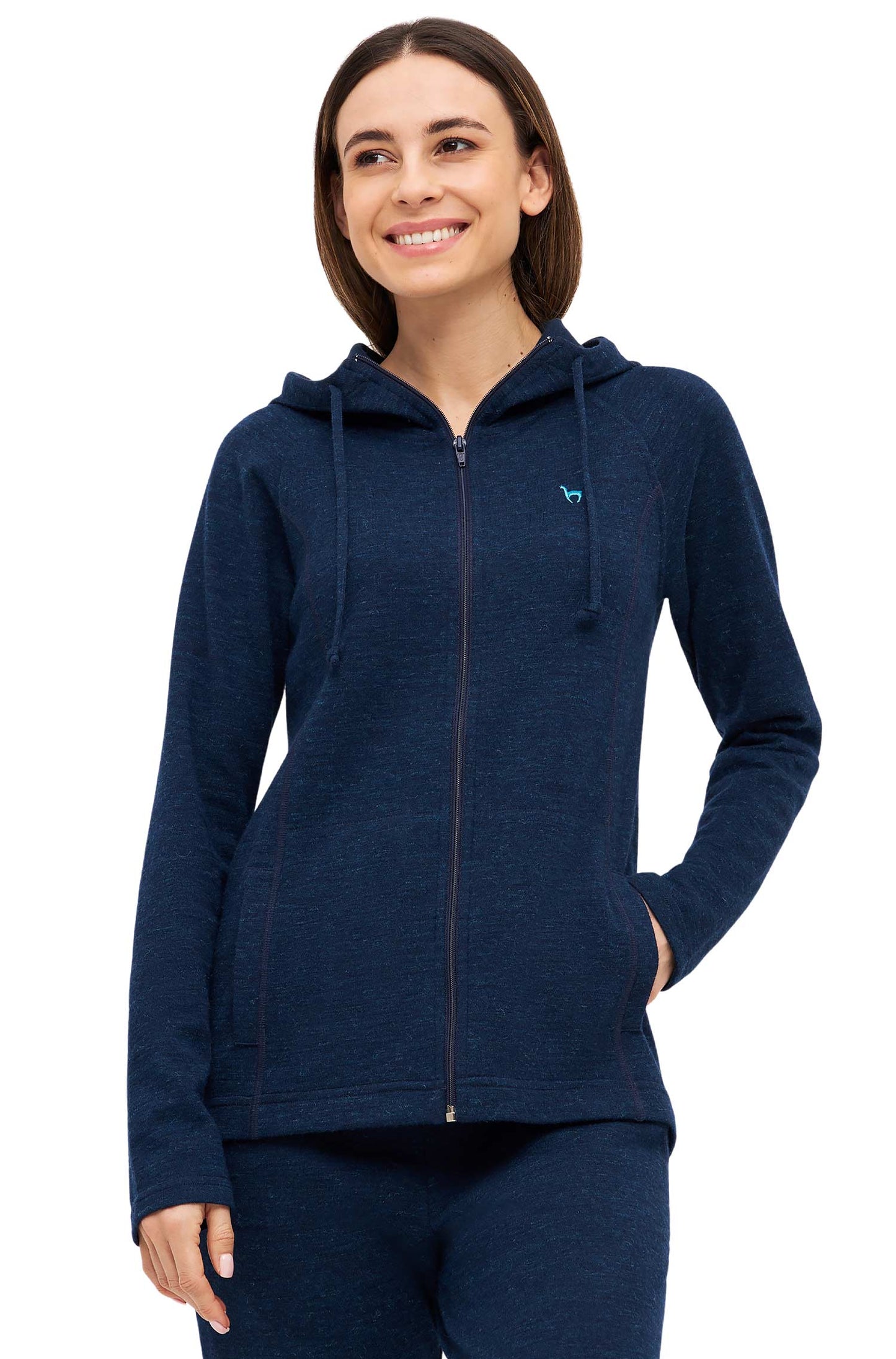 Alpaka Thermo Lounge-Hoodie ANDEN ACTIVE Damen - 60% Premium Alpaka navy
