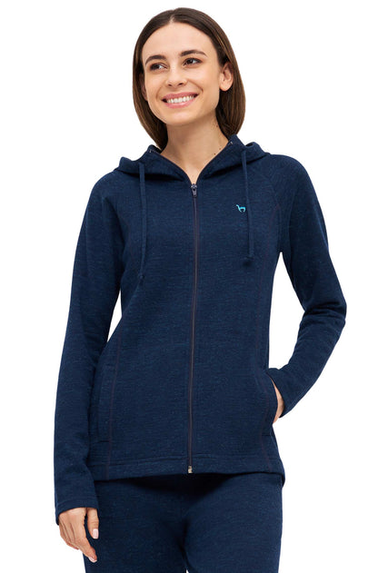 Alpaka Thermo Lounge-Hoodie ANDEN ACTIVE Damen - 60% Premium Alpaka navy