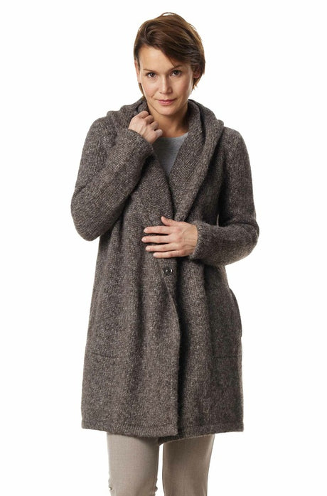 Long Cardigan ANNABELL mit Bio Baumwolle - ungefärbt walnuss braun