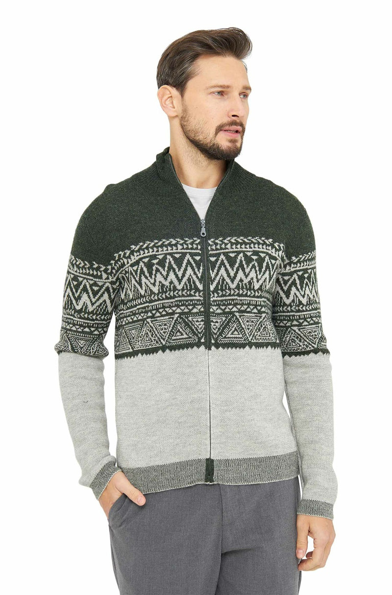 Alpaka Strickjacke GIORGIO Herren tannengrün silber