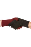 Wendbare Fingerhandschuhe UNI aus 100% Alpaka rot schwarz meliert