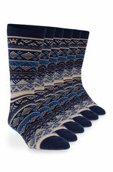 Socken INKA - 70% Alpaka blau sand 6er-Pack