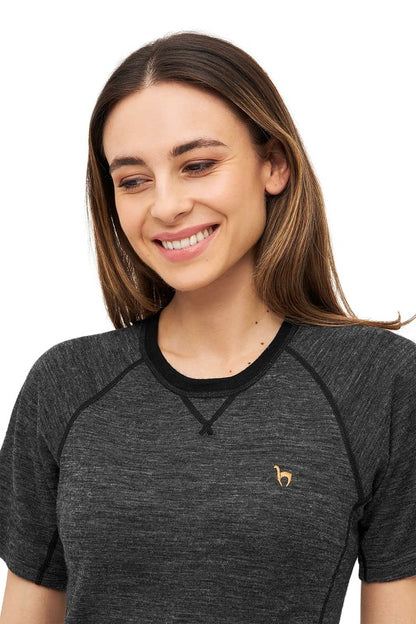 Alpaka Thermo-Shirt ANDEN ACTIVE Damen - 60% Premium Alpaka anthrazit