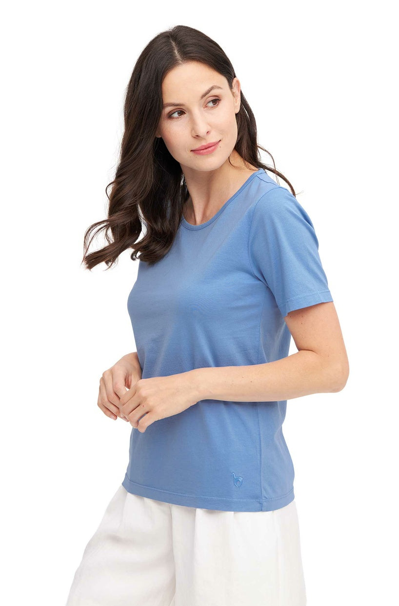 Pima-Baumwolle Kurzarm-T-Shirt Blau