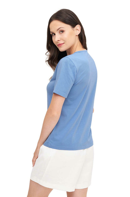 Pima-Baumwolle Kurzarm-T-Shirt Blau