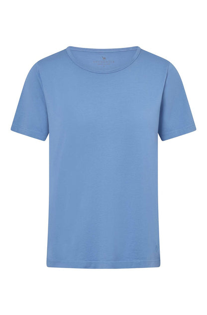 Pima-Baumwolle Kurzarm-T-Shirt Blau