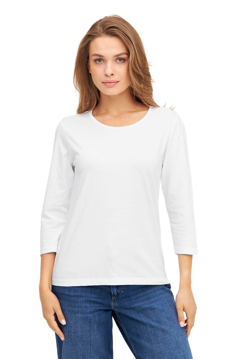 T-Shirt mit 3/4 Arm aus 100% Bio-Pima-Baumwolle weiss