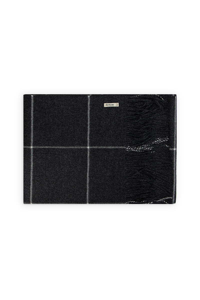 Tagesdecke KARO - 100% Alpaka grau 130x180 cm